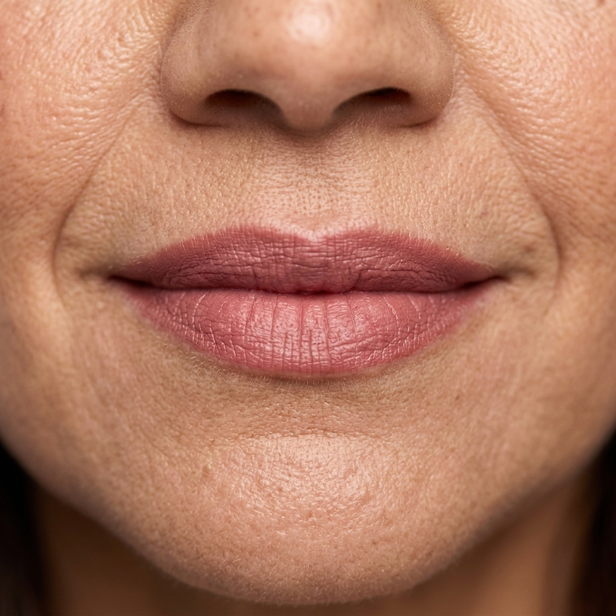 Labios definidos sin correrse por las líneas